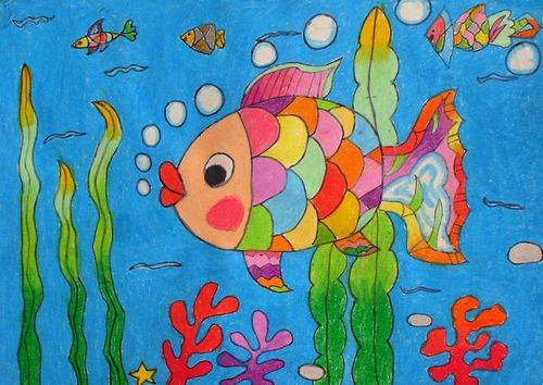 儿童画画大全:美丽的五彩鱼