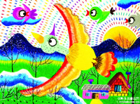 儿童画画大全:水彩画飞翔的小鸟