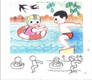 儿童简笔画大全:游泳