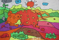 幼儿绘画作品:水彩画作品老鼠睡觉