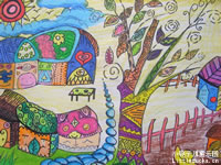 小学生绘画作品:农家小院