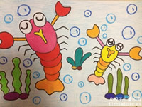 幼儿绘画图片小虾跳舞