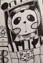 丁丁线描画作品:可爱的小熊猫