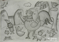 儿童画画大全:铅笔画图片鸡家族演唱会