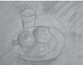 蔡承熹的素描画果盘和杯子