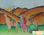 玻利维亚儿童画画图片骆驼队