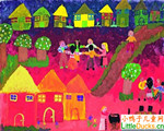 罗马尼亚儿童画画图片乡村之夜