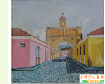 瓜地马拉儿童绘画作品街景