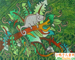 秘鲁儿童画画图片森林中的小动物