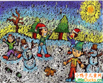 印尼儿童画作品欣赏雪地游戏