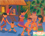 国外儿童画画图片印度民族节日
