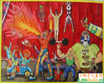 哥斯大黎加 儿童画画图片马戏团所见