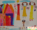 象牙海岸儿童绘画作品花园里的小孩