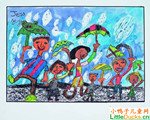 南非儿童画画图片雨中奔驰