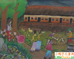 汶莱儿童画画图片长屋生活
