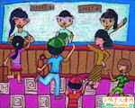 印度儿童绘画作品车站