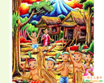 印尼儿童绘画作品在婆罗洲的乡下小孩