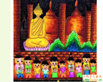 泰国儿童绘画作品水灯节