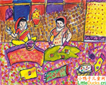 印度儿童绘画作品女
