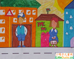 厄瓜多尔儿童绘画作品公车站