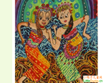 印尼儿童绘画作品巴里岛之舞
