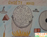 所罗门群岛儿童画作品欣赏女巫家中的鬼魂