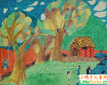厄瓜多尔儿童绘画作品在乡下度假