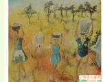 肯亚儿童画作品欣赏拎水的妇女