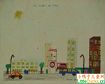 秘鲁儿童绘画作品利马城市