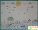 圣克里斯多福儿童绘画作品在海滩上