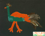 赖索托王国儿童绘画作品鸟拼贴画