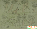 黎巴嫩儿童绘画作品在森林中