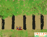 赖索托王国儿童绘画作品森林中漫步
