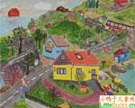 匈牙利儿童画画大全Badacsonya Village at Lake Balaton