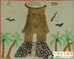 飞枝群岛儿童画作品欣赏A Fijian Bure