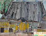 日本儿童绘画作品观音庙