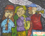 美国儿童绘画作品爵士乐团