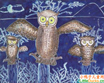 马来西亚儿童绘画作品猫头鹰