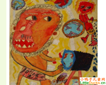 日本儿童绘画作品雷鸣之国