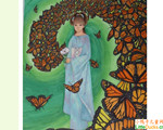 加拿大儿童绘画作品美女与蝴蝶