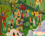 国外儿童绘画作品春天的公园
