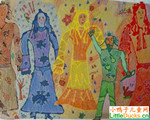 斯洛伐克儿童画画大全老人与他的四个女儿
