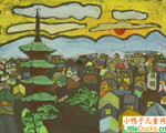 日本儿童绘画作品一版多色