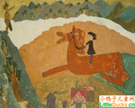 日本儿童绘画作品骑马奔腾