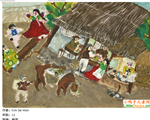 韩国儿童画画作品在村庄里