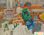 日本儿童绘画作品体育仓库清扫