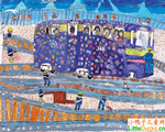 日本儿童绘画作品铁路机厂