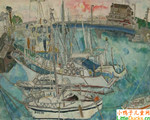 日本儿童绘画作品海港休日