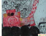 日本儿童绘画作品消防车