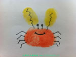 儿童手指画作品欣赏:笑眯眯的小螃蟹